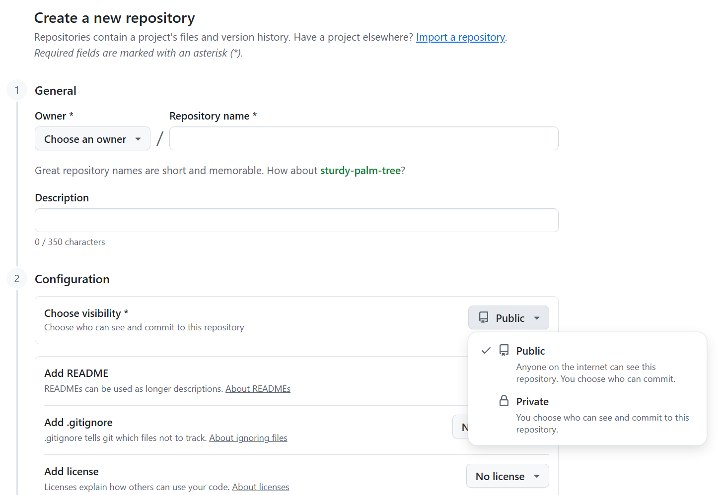 Setting repository details on GitHub