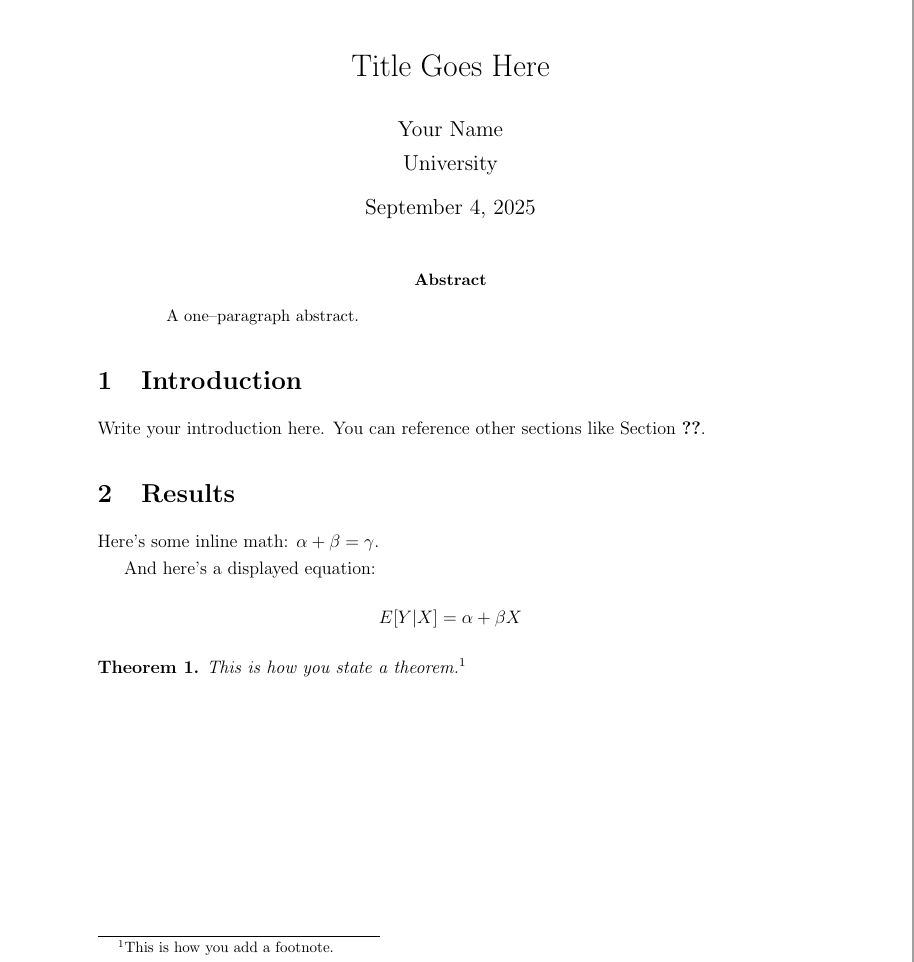 Example of a professional-looking PDF compiled from LaTeX